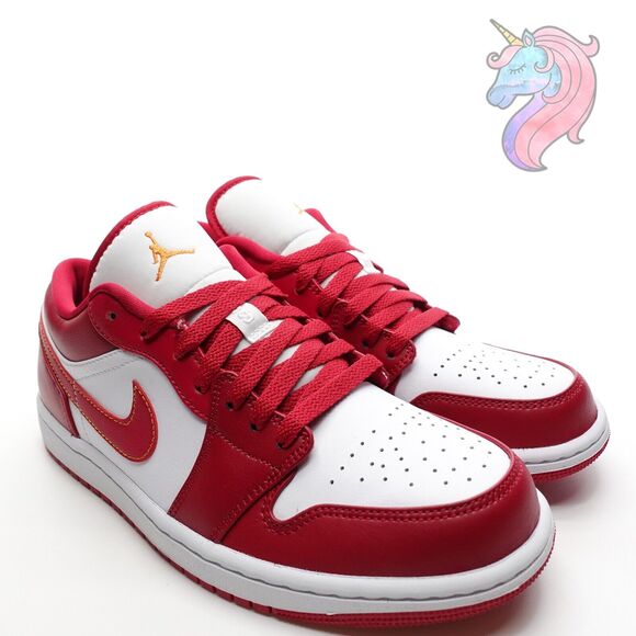 Mens Size 18 Nike Air Jordan 1 Low Cardinal Red Curry White Shoes 553558 607 New - Picture 7 of 16